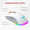 havit Rainbow Backlit 104 Keys Gaming Keyboard with Ergonomic Wrist Rest + USB Wired Mouse Combo (White) - Image 4