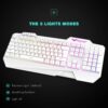 havit Rainbow Backlit 104 Keys Gaming Keyboard with Ergonomic Wrist Rest + USB Wired Mouse Combo (White) - Image 3