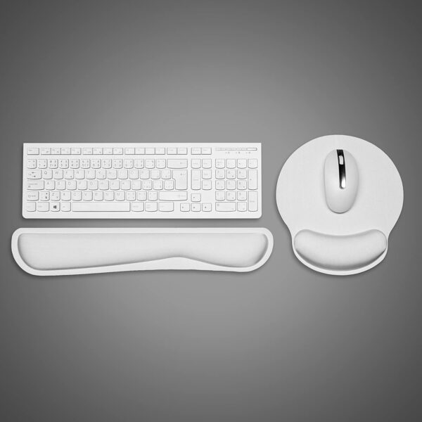 Michiko Ergonomic Mouse Wrist Cushion with Wrist Support and Keyboard Rest Pad (White) - Image 3