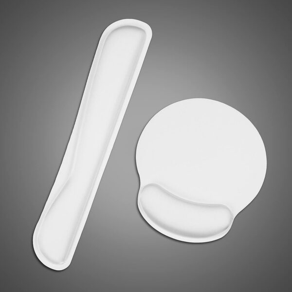 Michiko Ergonomic Mouse Wrist Cushion with Wrist Support and Keyboard Rest Pad (White) - Image 2