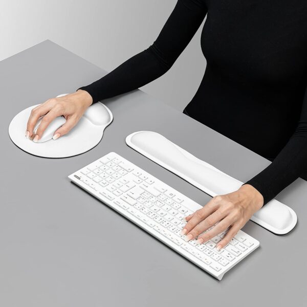 Michiko Ergonomic Mouse Wrist Cushion with Wrist Support and Keyboard Rest Pad (White) - Image 5