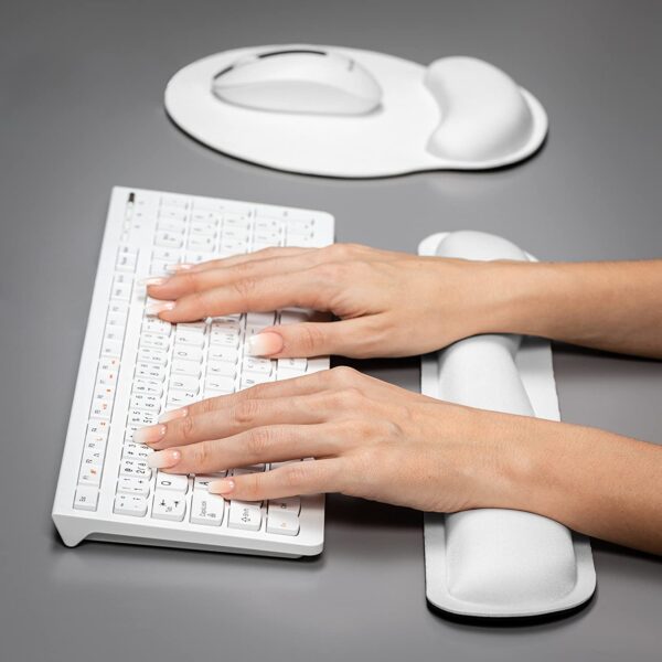 Michiko Ergonomic Mouse Wrist Cushion with Wrist Support and Keyboard Rest Pad (White) - Image 6