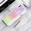 havit Rainbow Backlit 104 Keys Gaming Keyboard with Ergonomic Wrist Rest + USB Wired Mouse Combo (White) - Image 9