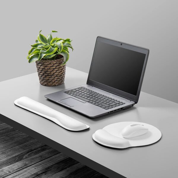 Michiko Ergonomic Mouse Wrist Cushion with Wrist Support and Keyboard Rest Pad (White) - Image 7